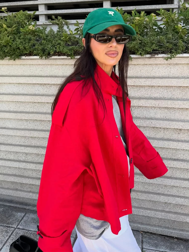 Women’s Stand Collar Single-Breasted Trench Jacket