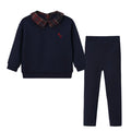 Vestido Varsity de Denim Azul Marinho para Crianças com Bordado