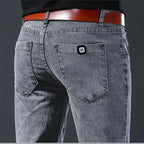 Men's Jeans Slim Fit High-Stretch Straight Leg Mid-Rise Gray Casual Denim Pants