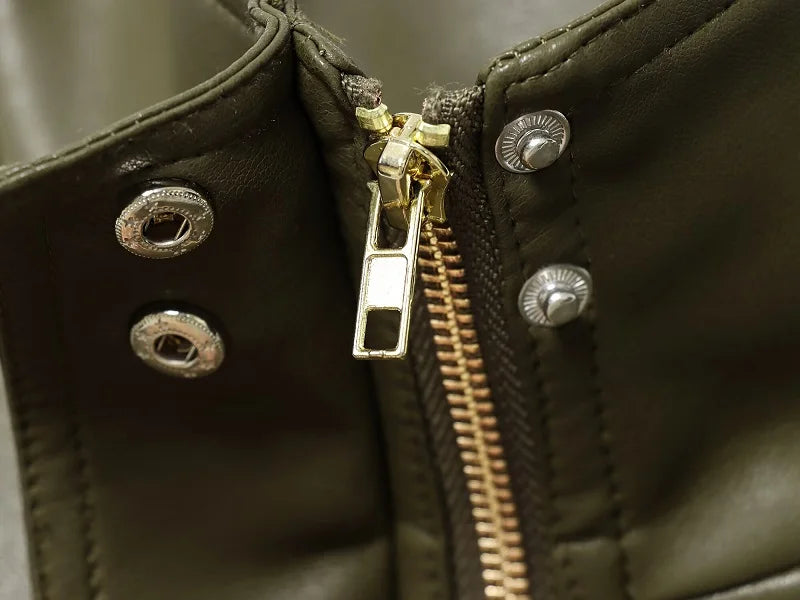Women's High-Neck Zip-Up Moto Jacket with Pockets