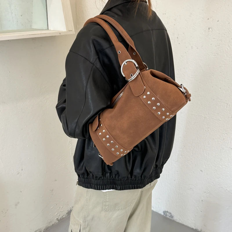 Women's Faux Leather Boston Shoulder Bag