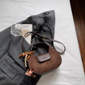 Women's Retro PU Leather Small Saddle Bag – Crossbody Shoulder Handbag with Pendant