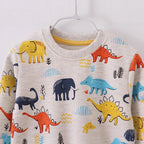 Boys' Sweatshirt Cotton Cartoon Dinosaur Animal Print Pullover Full-Sleeve Autumn Kids Top