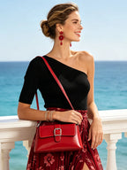 Women's Genuine Leather Baguette Shoulder Bag – Vintage Cowhide Crossbody