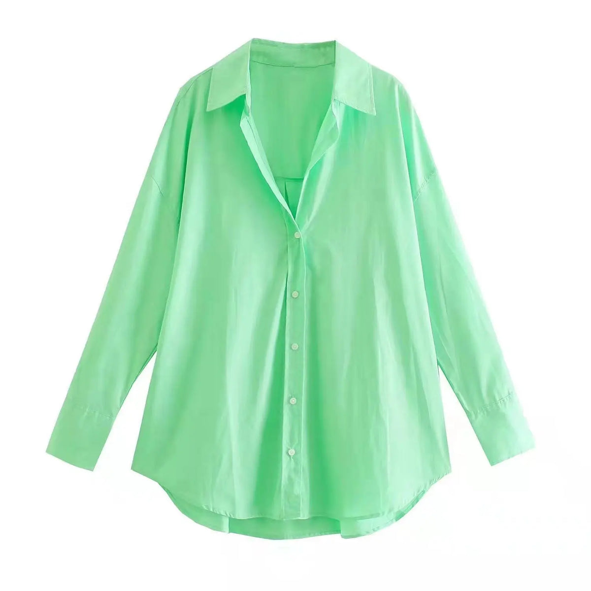 Camicia Oversize Donna con Bottoni - Top Casual Estivo a Maniche Lunghe