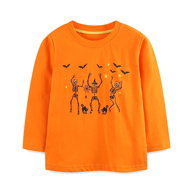 Boys' T-Shirt Cotton Cartoon Halloween Print Short-Sleeve O-Neck Kids Top 3Pcs