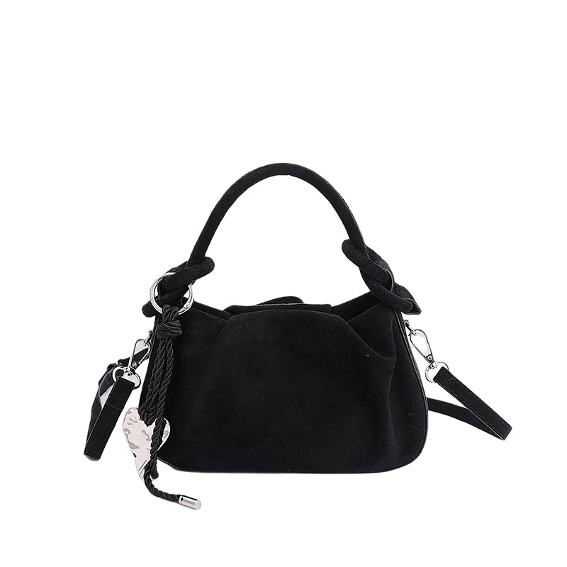Women's Faux Suede Leather Crossbody Bag with Short Handle