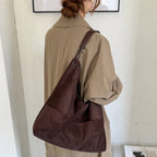 Women's Hobo Bag Vintage Large-Capacity Soft Faux-Suede Hasp Shoulder Bag with Phone Pocket