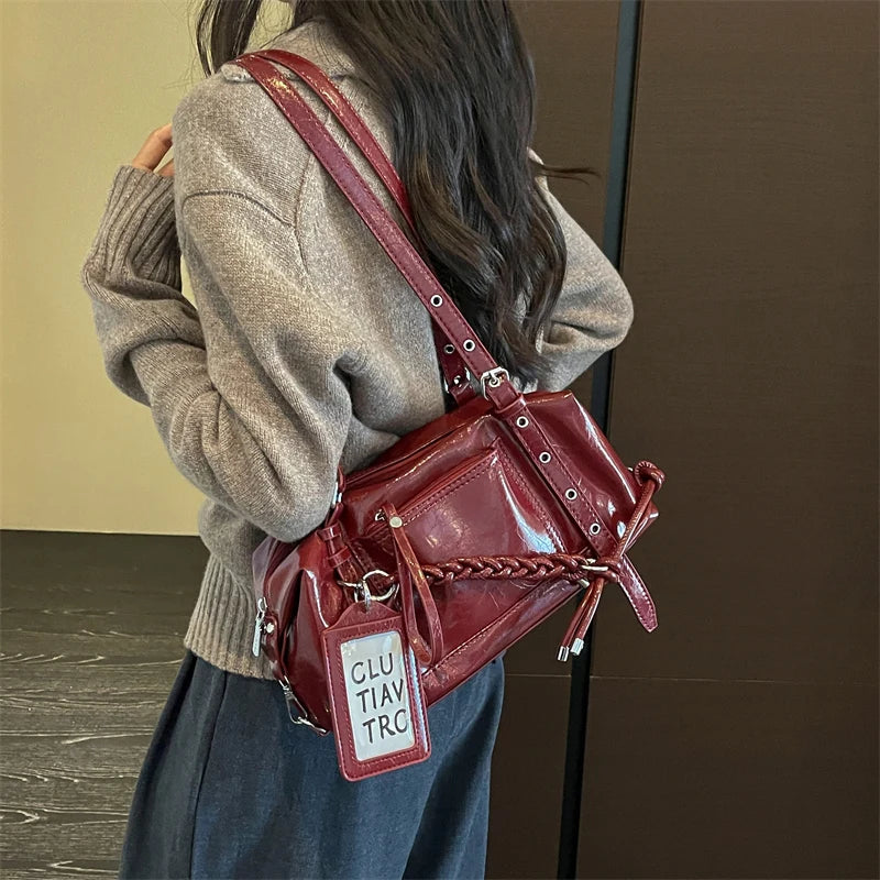 Women's PU Leather Underarm Shoulder Bag – Zipper, Adjustable Strap