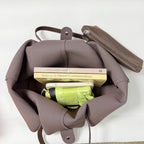 Women's Tote Bag Vintage Large-Capacity Soft PU Leather Hasp Shoulder Bag with Phone Pocket