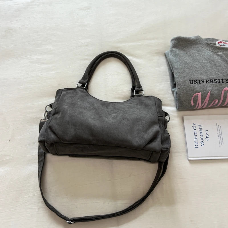 PU Leather Vintage Tote Bag – Rivet Detail, Adjustable Strap, 37×20×9 cm
