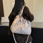 Women's Faux Leather Shoulder Bag with Zipper Closure