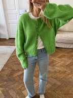 Women's Cardigan Single-Breasted O-Neck Button Knit Regular Fit Full-Sleeve Office Lady Spring Autumn Sweater