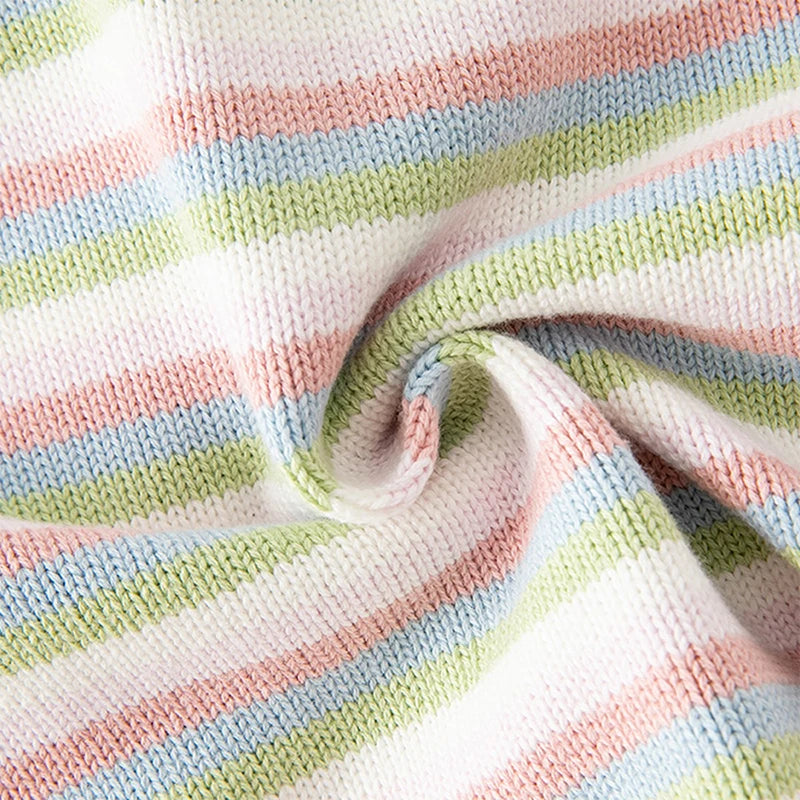Dave & Bella Girls' Striped Hooded Knit Jacket – Cotton Zip-Up Cardigan for Kids