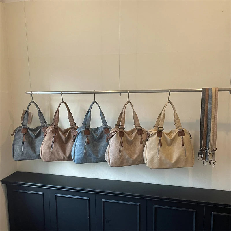 Women's Faux Leather Shoulder Bag with Zipper Closure