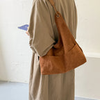 Women's Hobo Bag Vintage Large-Capacity Soft Faux-Suede Hasp Shoulder Bag with Phone Pocket