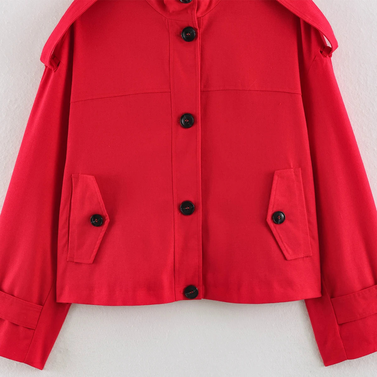 Women’s Stand Collar Single-Breasted Trench Jacket