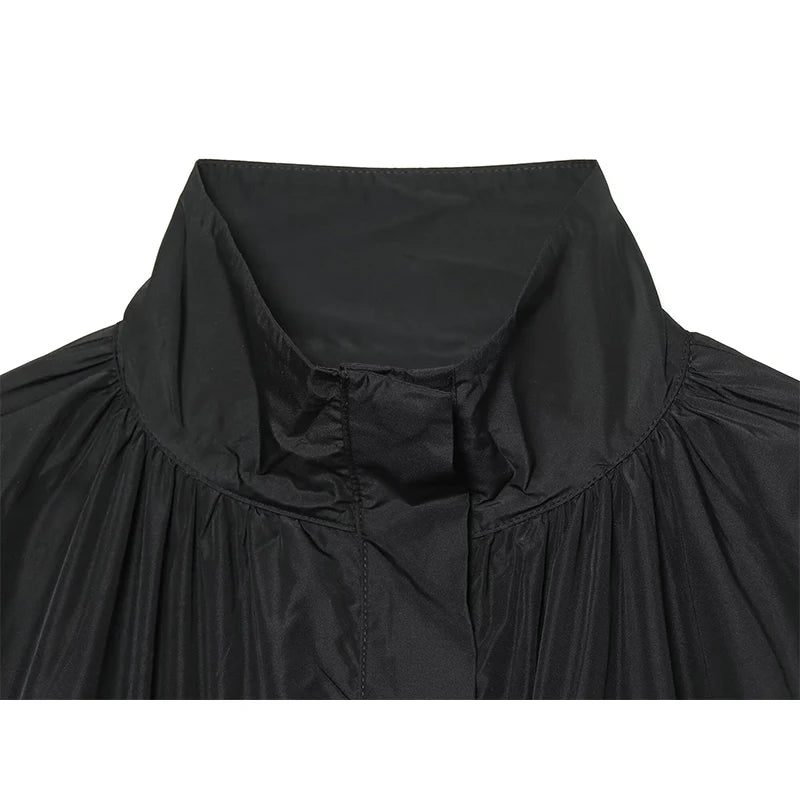 Women's Jacket Solid Casual Loose Stand Collar Full-Zip Full-Sleeve Regular Length Outerwear Coat