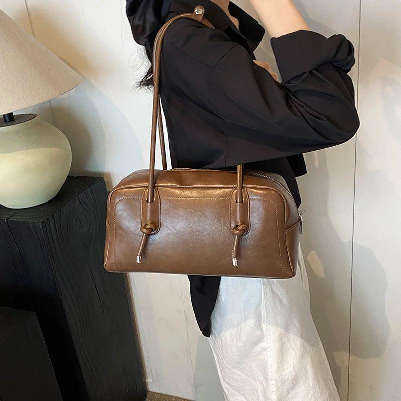 Leather Tote Bags Women Large Zipper Soft Casual Solid Shoulder Bags Purses