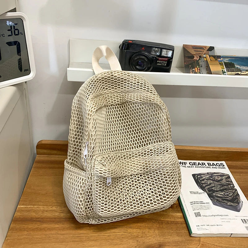 Small Mesh Backpack for Women - 2025 Travel Backpacks Beige 23.5cmx10cmx29.5cm S639eeff76e3e4aed8012536b5f5fe56fH STYLEINGER