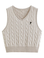 Women's Vest 100% Pure Wool V-Neck Knit Sleeveless Pullover Regular Fit Elegant Office Casual Winter Sweater