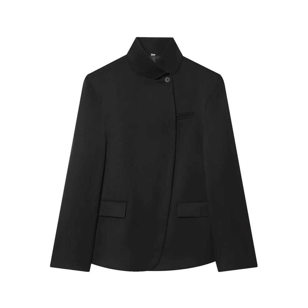 Women's Plaid Stand-Collar Single-Button Blazer Fashion High Street Outwear