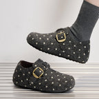 Zapatillas Planas Sin Cordones con Hebleta Retro y Motivo de Lunares para Mujer