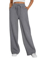 Women's Wide Leg Sweatpants Loose Streetwear Baggy Oversize Gray Sports Pants Drawstring Casual Joggers Trousers