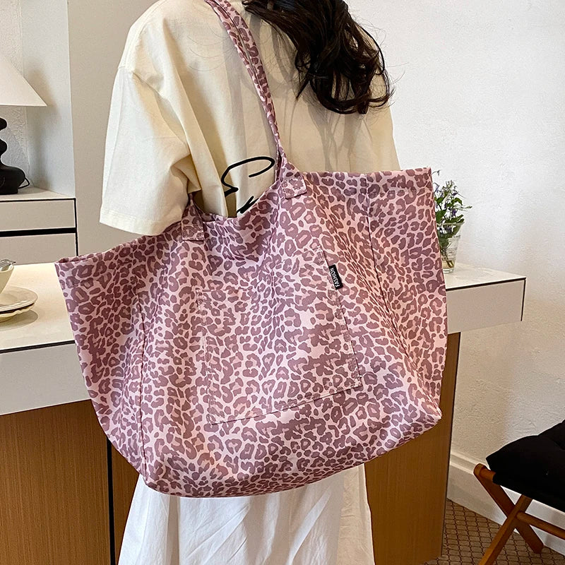 Women's Large Capacity Canvas Tote Bag – Retro Casual Shopper Shoulder Bag