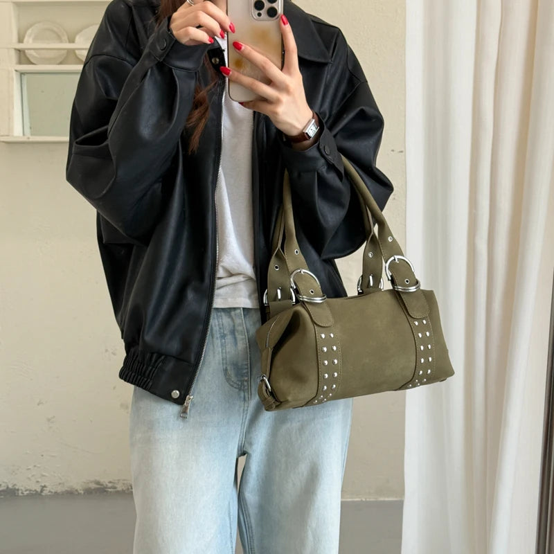 Women's Faux Leather Boston Shoulder Bag