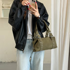 Women's Faux Leather Boston Shoulder Bag