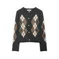 Women's Diamond Argyle Knit Button-Front Cardigan Casual Fashion Sweater