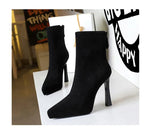 Women’s Suede Ankle Boots – Pointed Toe Platform Stiletto