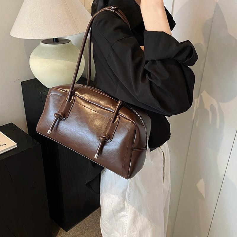 Leather Tote Bags Women Large Zipper Soft Casual Solid Shoulder Bags Purses