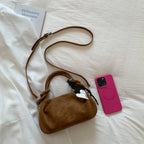 Women's Faux Suede Leather Crossbody Bag with Short Handle