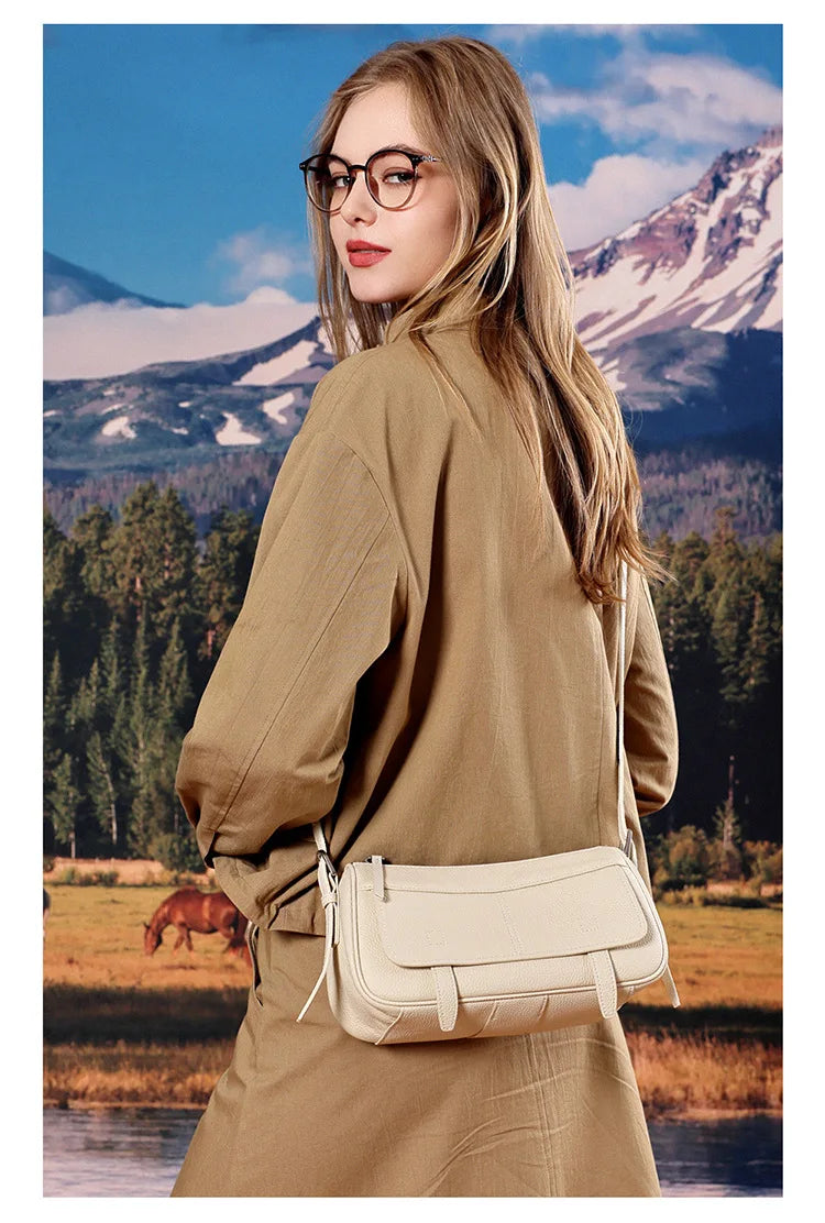 Women's Vintage Genuine Leather Crossbody Bag – Soft Cowhide Bowling Shoulder Bag