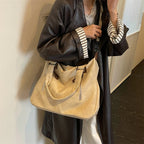 Women's Faux Leather Shoulder Bag with Zipper Closure