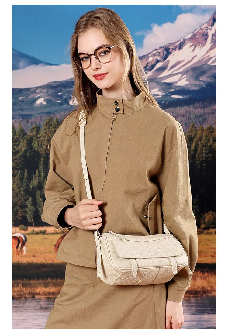 Women's Vintage Genuine Leather Crossbody Bag – Soft Cowhide Bowling Shoulder Bag