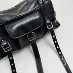 Women's PU Leather Baguette Crossbody Bag Street Style, Zipper Closure