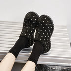 Damen Polka Dot Mule Hausschuhe Dicke Plattform Slip-On Offene Schuhe