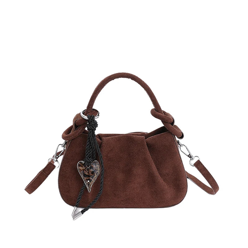 Women's Faux Suede Leather Crossbody Bag with Short Handle