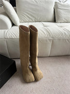 Women's Faux Suede Square Toe Knee-High Boots