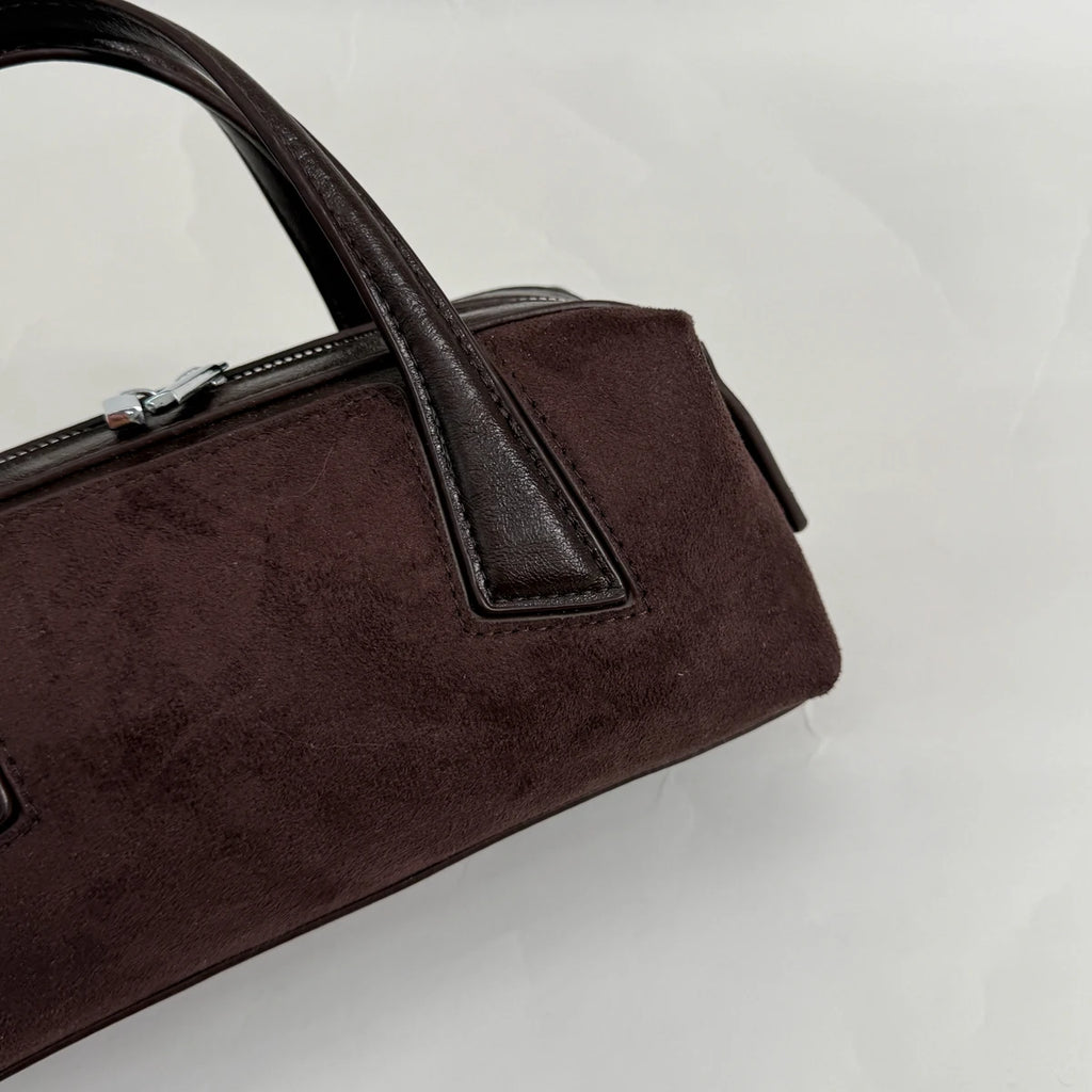 Women's Small Boston-Style PU Crossbody Bag with Zipper