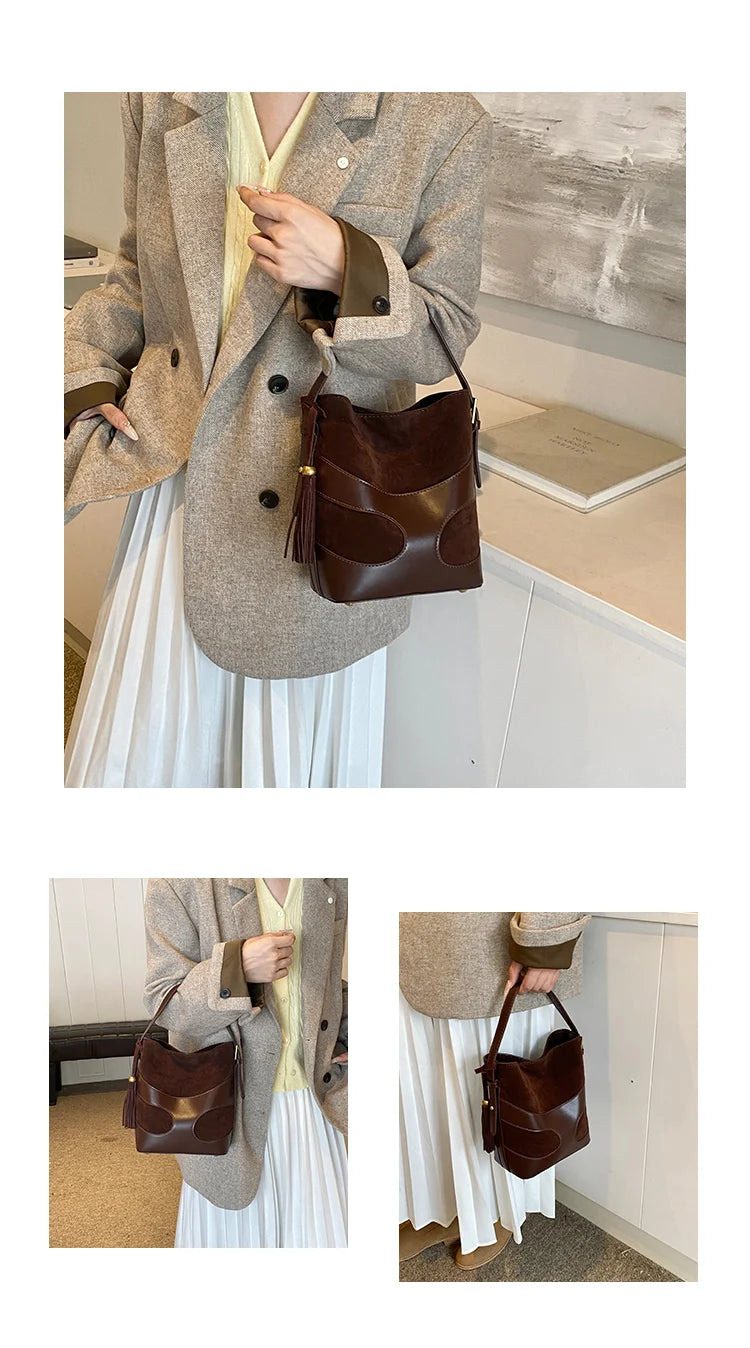 Women Bucket Bags New Casual Small Shoulder Bag Fashion Snap Crossbody Bags