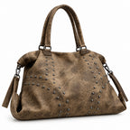 Women's Rivet PU Leather Large Capacity Shoulder Bag – Punk Style Tote Handbag