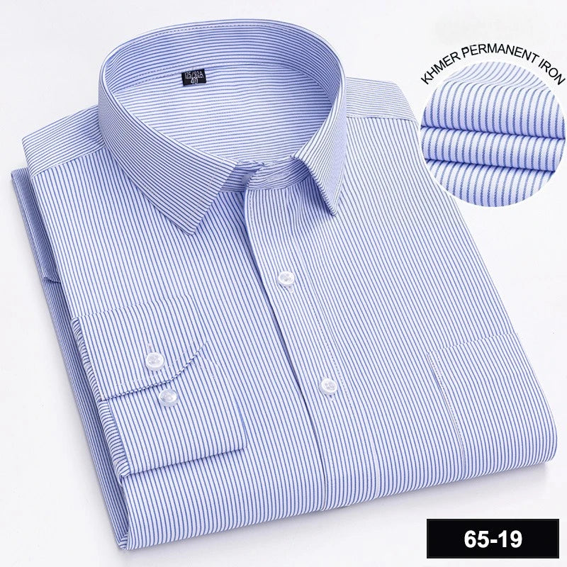 New in shirt long-sleeve shirts for men slim fit formal plian shirt single pocket office clothes soft plaid cotton designer tops