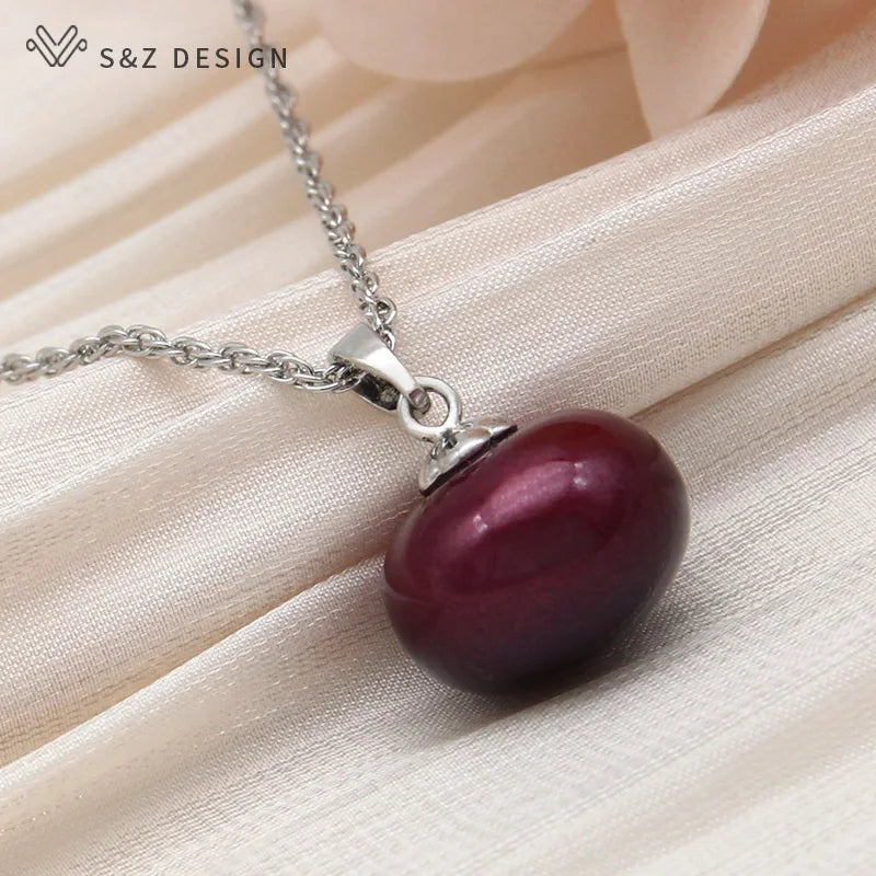 Colar com Pingente de Pérola Simulada Redonda para Mulher - S&Z Design