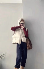 Women's Hooded Quilted Puffer Vest with Pockets