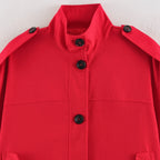 Women’s Stand Collar Single-Breasted Trench Jacket
