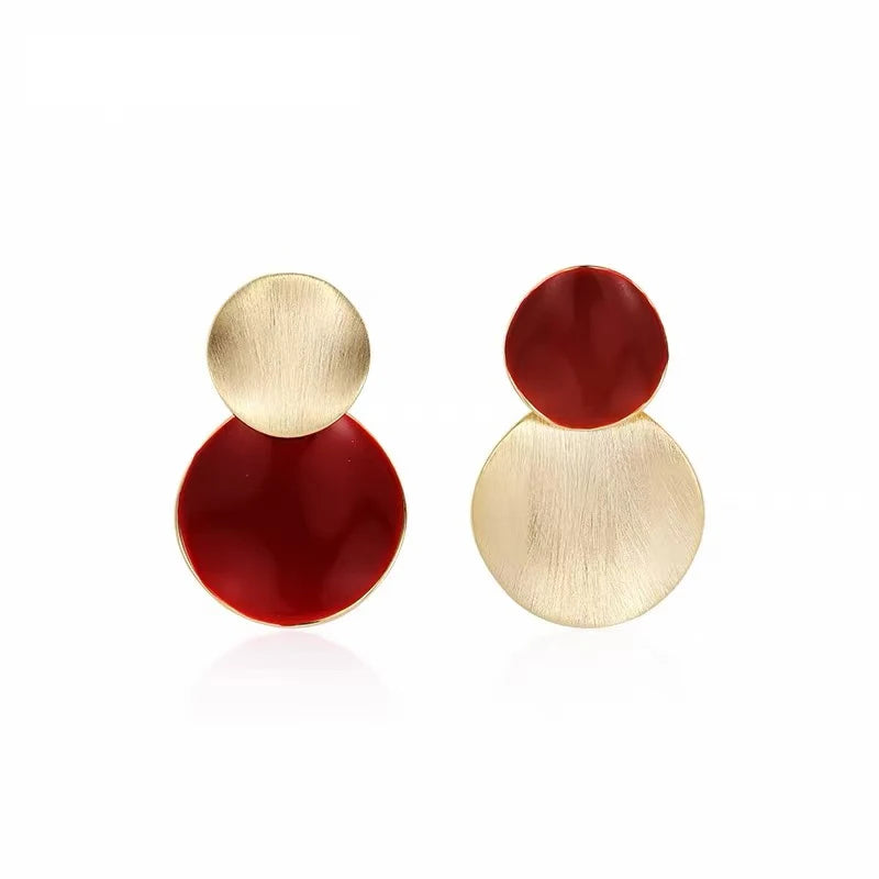 Women's Wine Red Enamel & Gold-Tone Drop Earrings